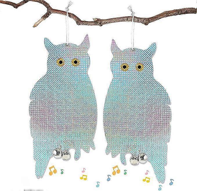 Set of 4, Pigeon Repellent Bird Scarer Owl Shape Luminous Reflective, Anti Pigeon with Anti Bird Bell