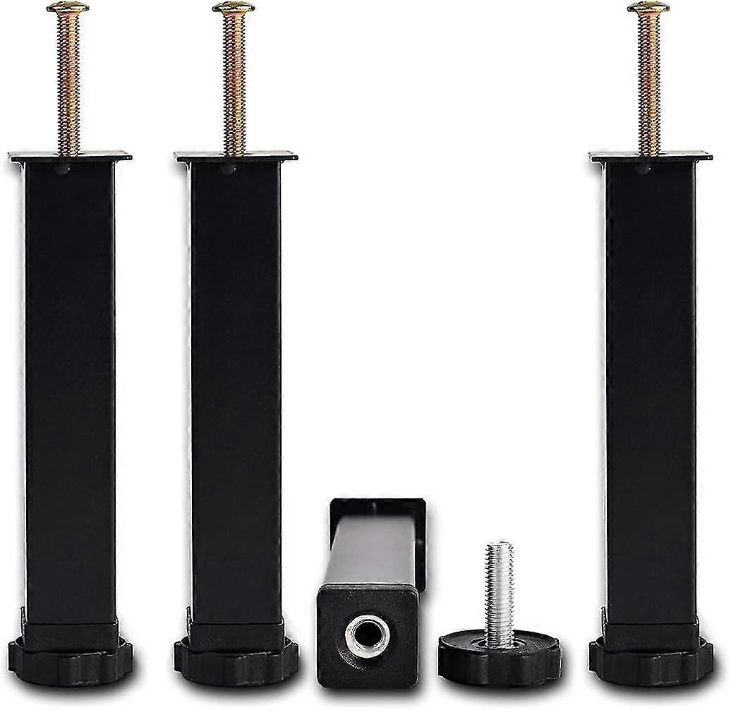 Black Footboard, 4pcs Legs For Universal Slatted Box Spring Adjustable, 15-35cm For Frames With Bolt M860mm