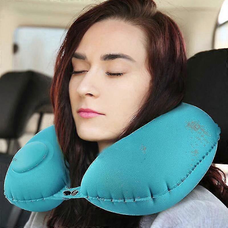 Travel Pillow U-shaped Automatic Airplane Inflatable Car Pillow Ring Pillow Folding Press Bed Pillow Neck Cushion