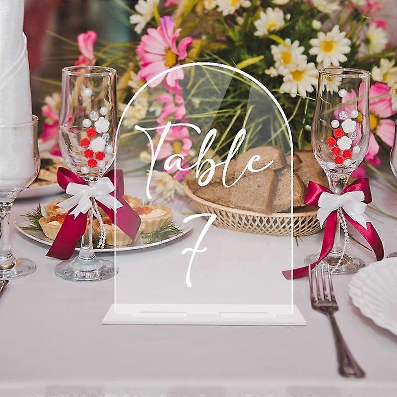 1PC Mirror Display Stand Number Signs Guest Names Arch Shape Table Place Card Seating Sign