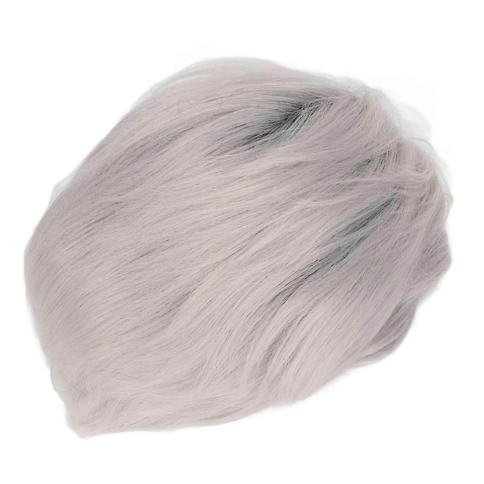 Silver Gray Men Wig Fashionable Soft Breathable Male Fake False Hair Wig for Performance Party