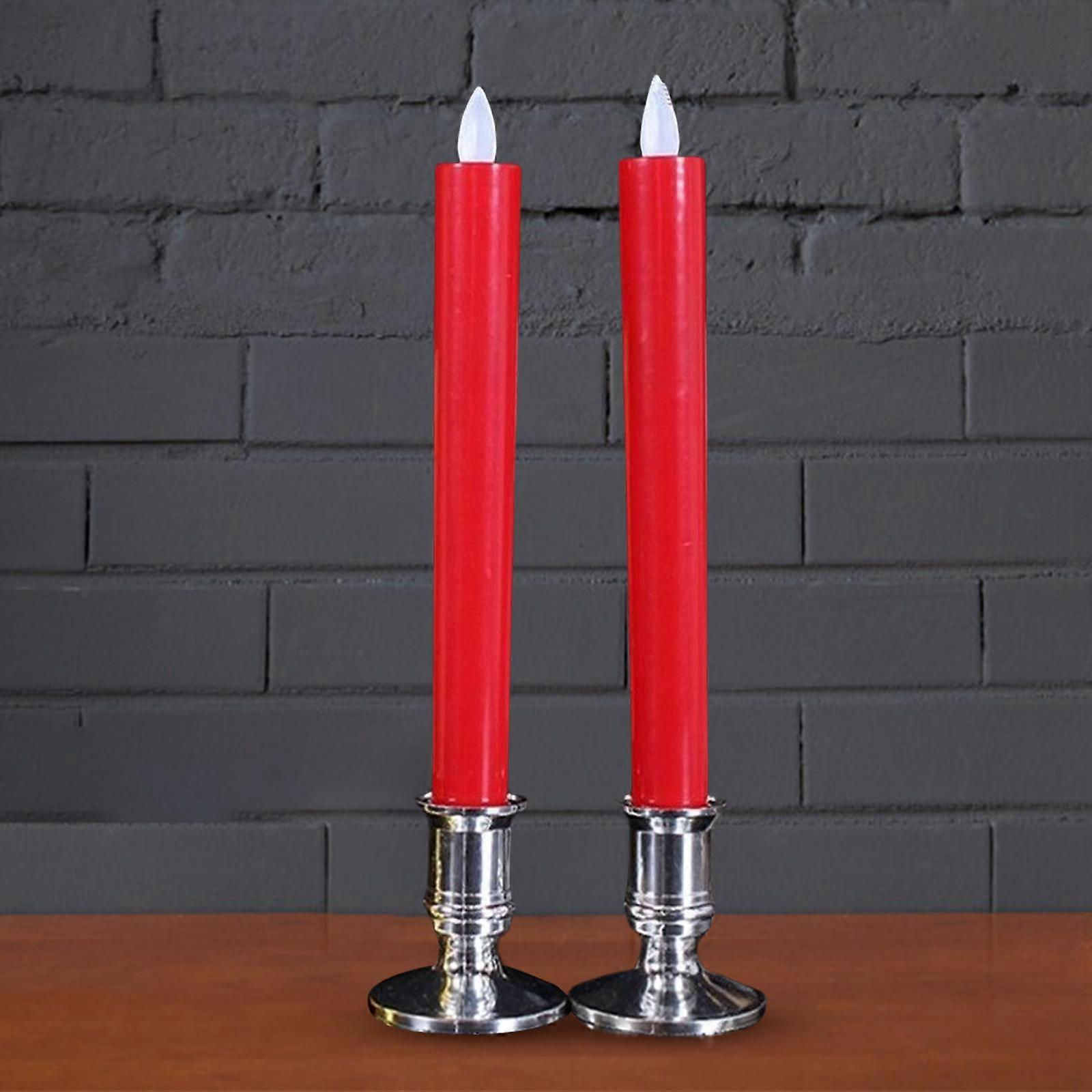 24x 2pcs Plastic Pillar Candle Base Electronic Taper Candle Stand Base Silver