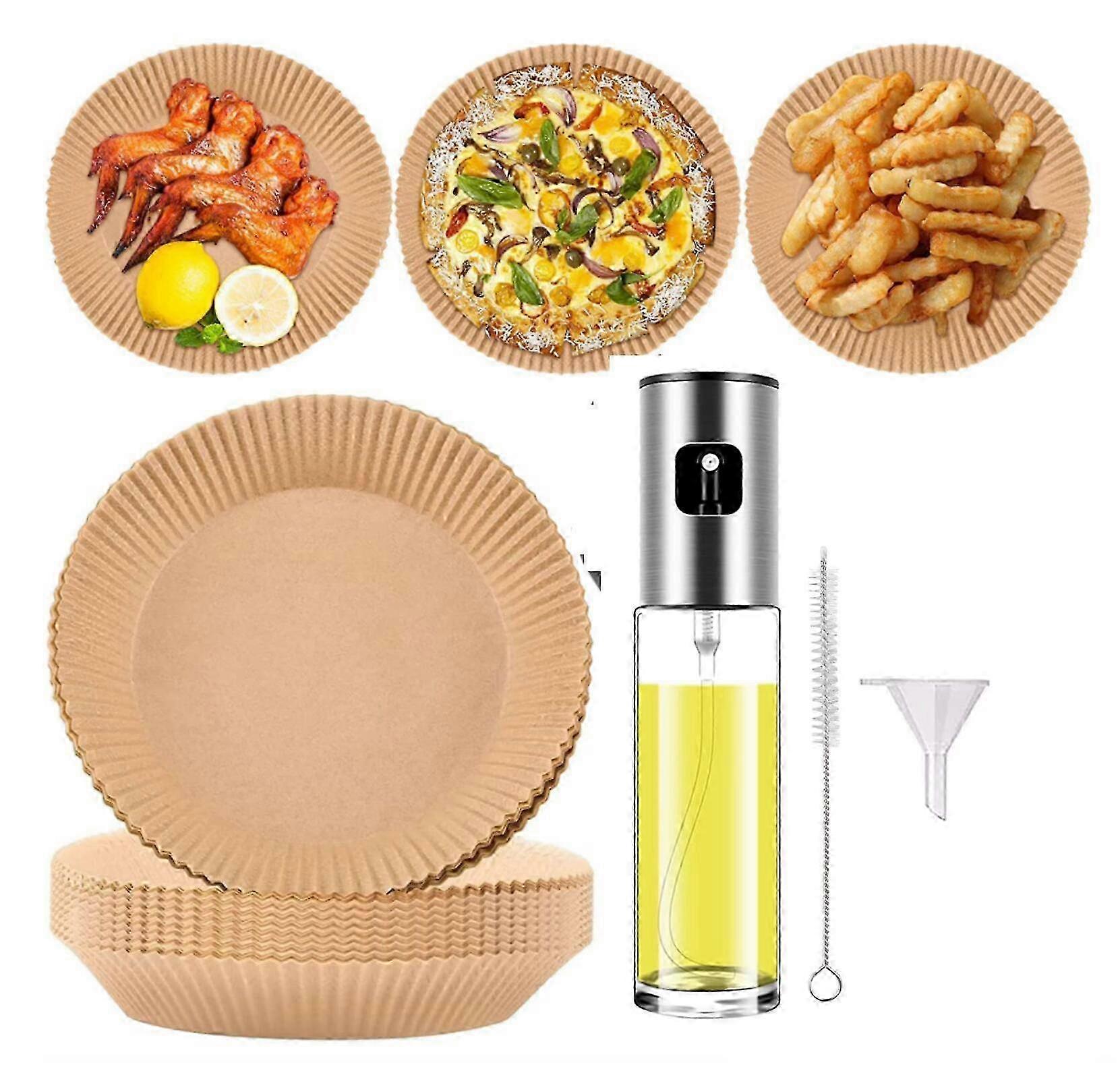 Disposable Paper Liners, 100 Sheet Air Fryer Liners, Nonstick Parchment Paper for Frying, Baking, Cooking, Baking & Microwave - Unbleached, Oil Resis