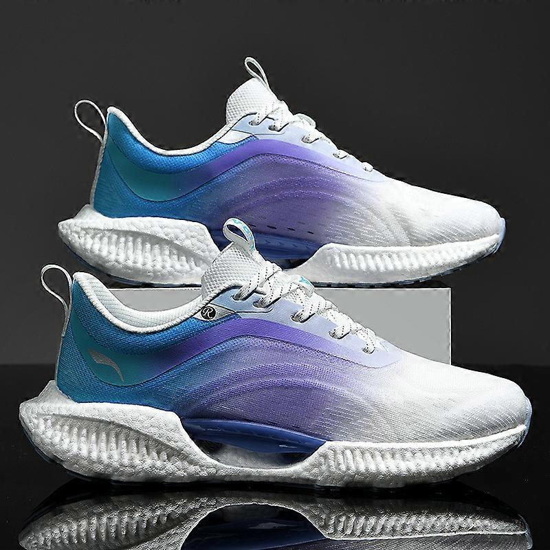 Gradient Color Design Running Shoes for Men, Soft Bottom, Front Tie, Breathable, Shock Absorption, Heightened, Lightweight, Non-slip, Wear-resistant, 