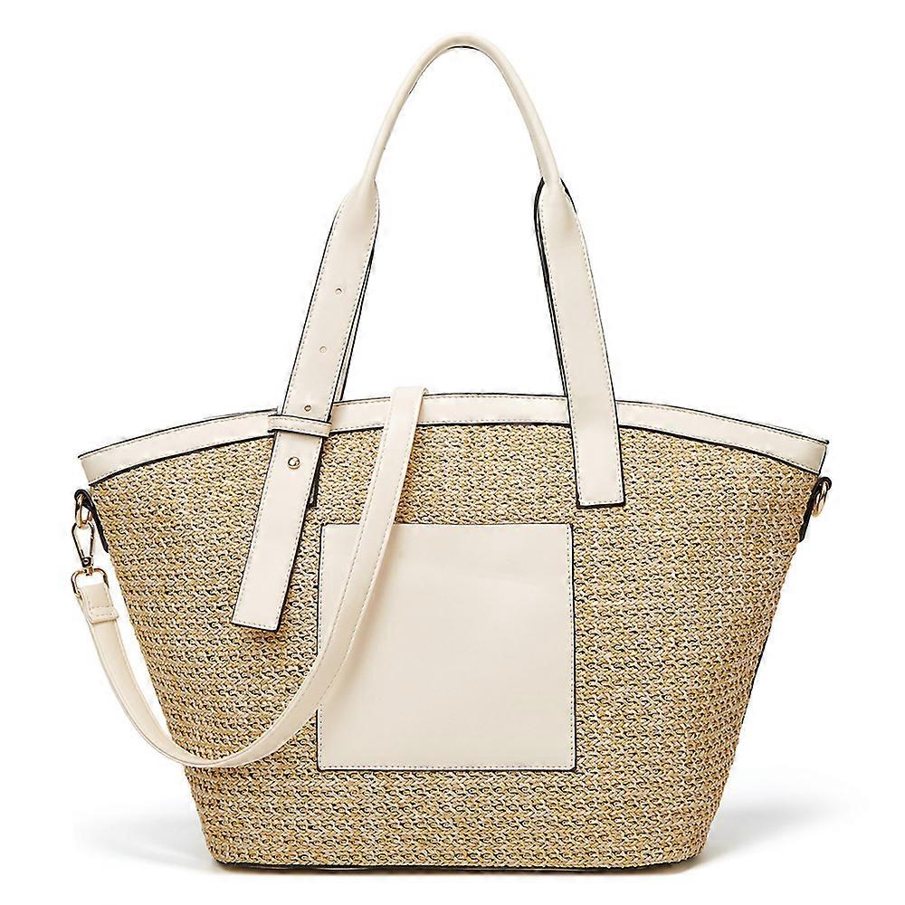 Women Single Shoulder Crossbody Large Capacity Shell Bag Straw Woven Bag