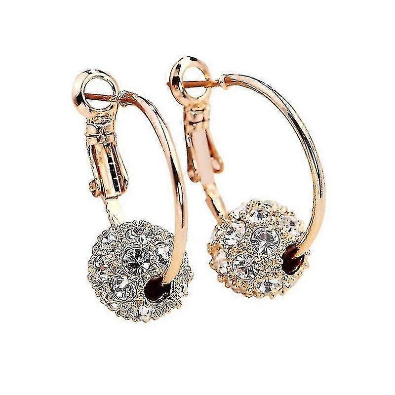 [ 女の子のための1ペアモザイクラインストーンボールペンダントイヤリング ]