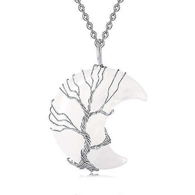 الحجر الطبيعي شجرة القمر من الحياة قلادة كريستال الحجر قلادة مجوهرات