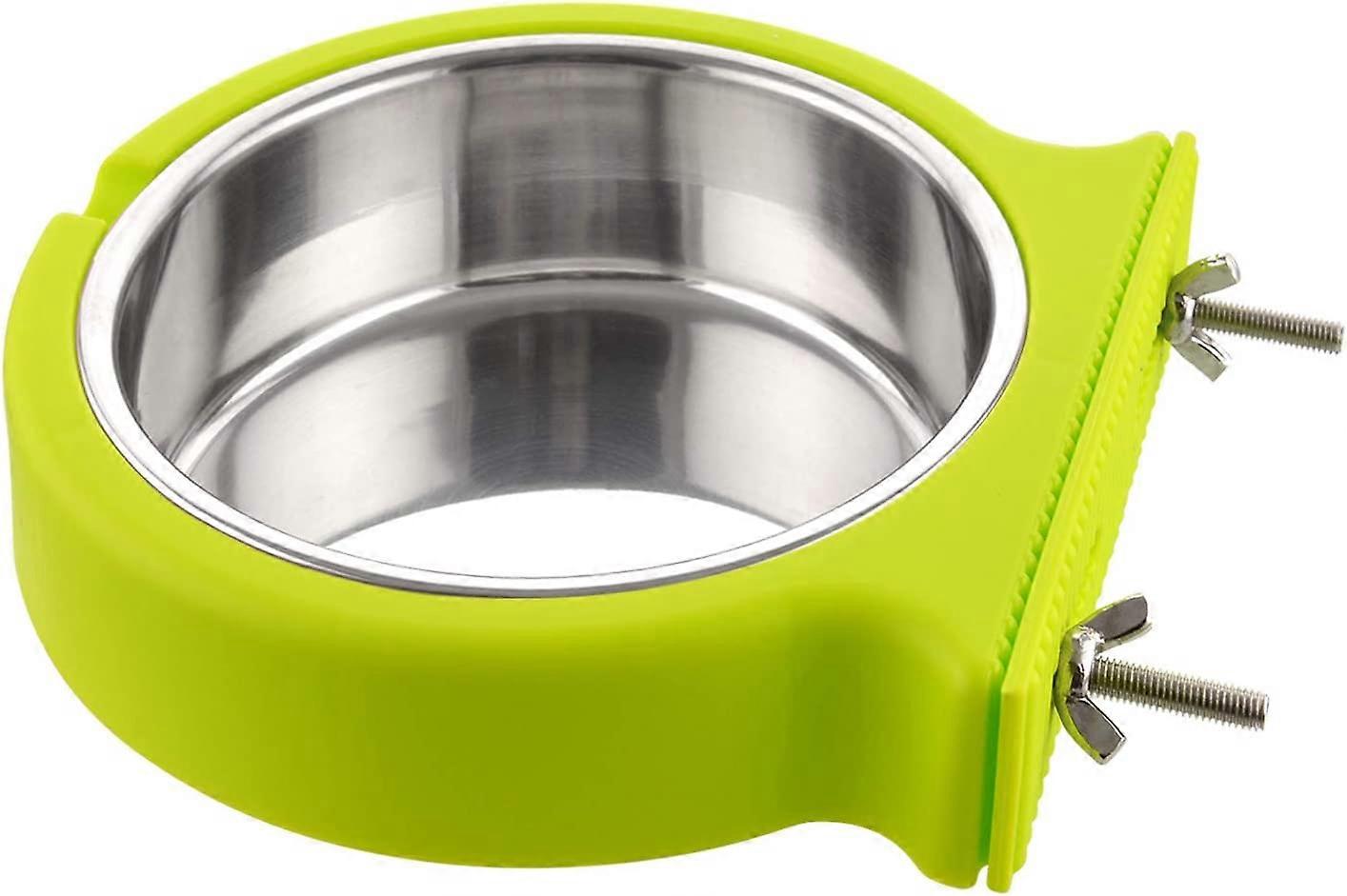 Crate Dog Bowl, Removable Stainless Steel Water Food Feeder Bowls Cage Coop Cup for Cat Puppy Bird Pets