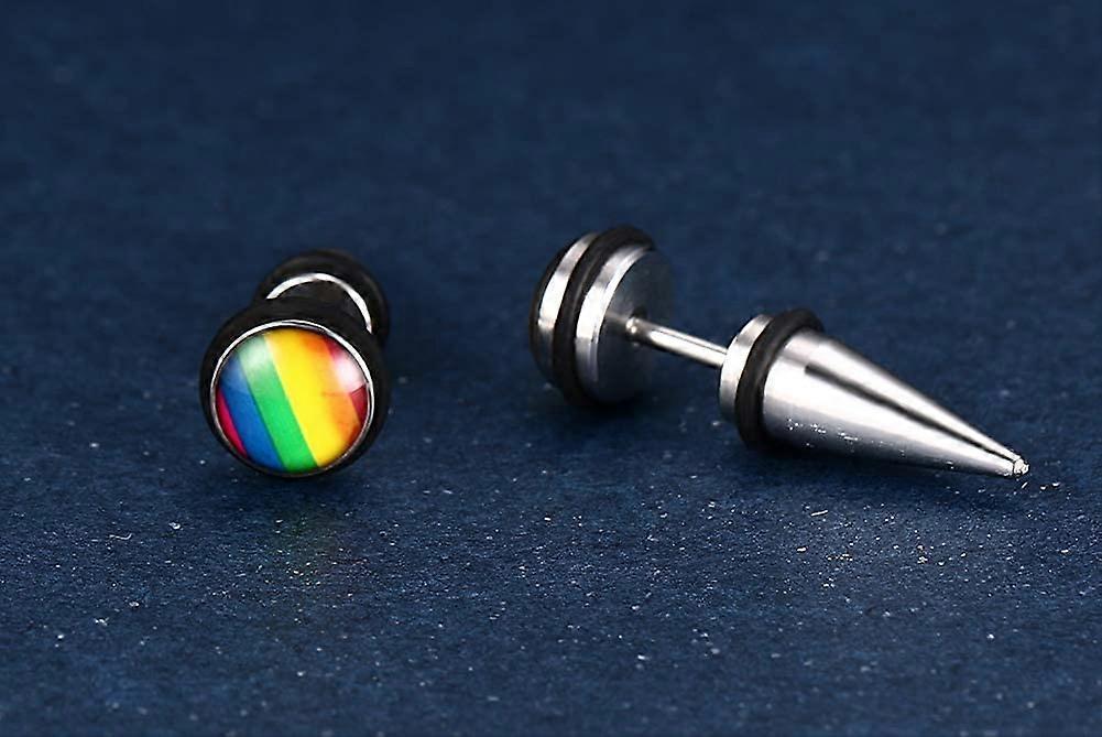 Heytea 4 Pairs Gay Lesbian Pride Rainbow Ear Round Hoop Stud Earring ...