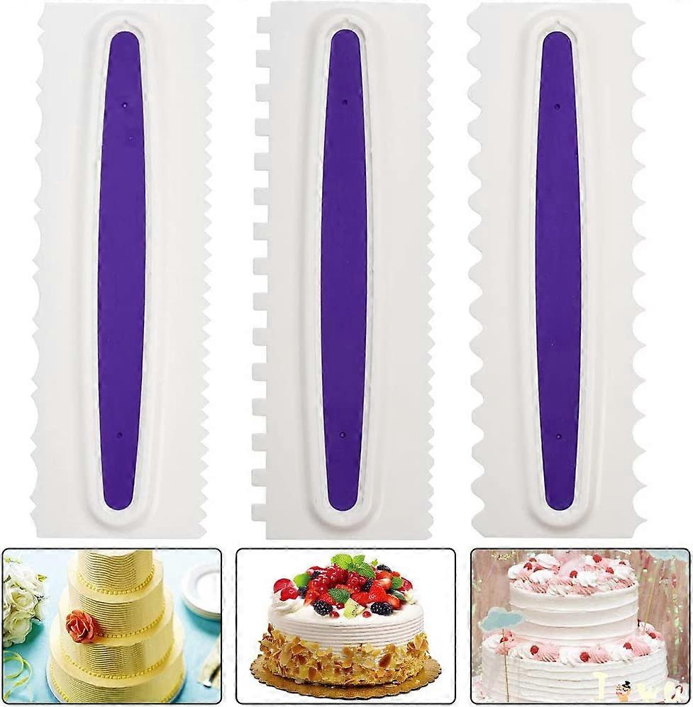 Heytea 3pcs Cake Icing Smoother, Cake Smoother Scraper Cream Spatulas Comb Scraper Decorating Edge DIY Cake Tool Icing Polisher for Mousse Butter Crea