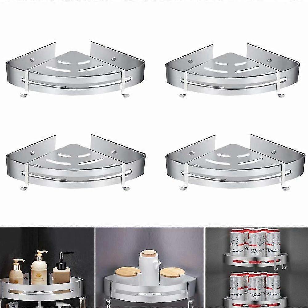 Bathroom Storage Shelf Triangle Shelf Anti-rust Free Punching Thick Silver 1 Pieces)