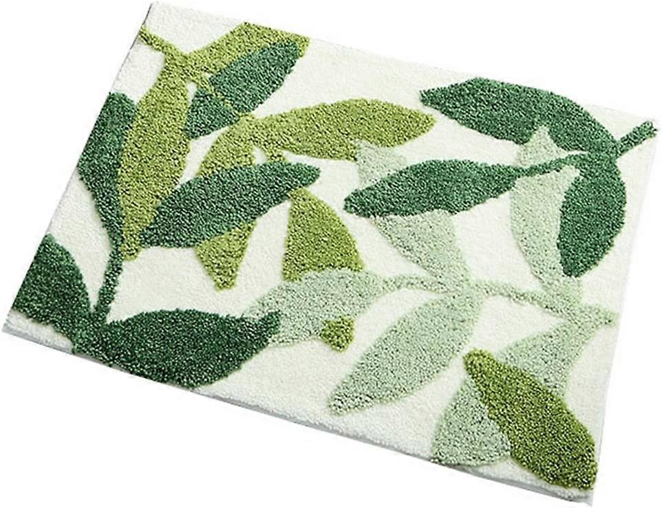 Leaves Microfiber Strong Water Absorption Green Bath Rug Tower