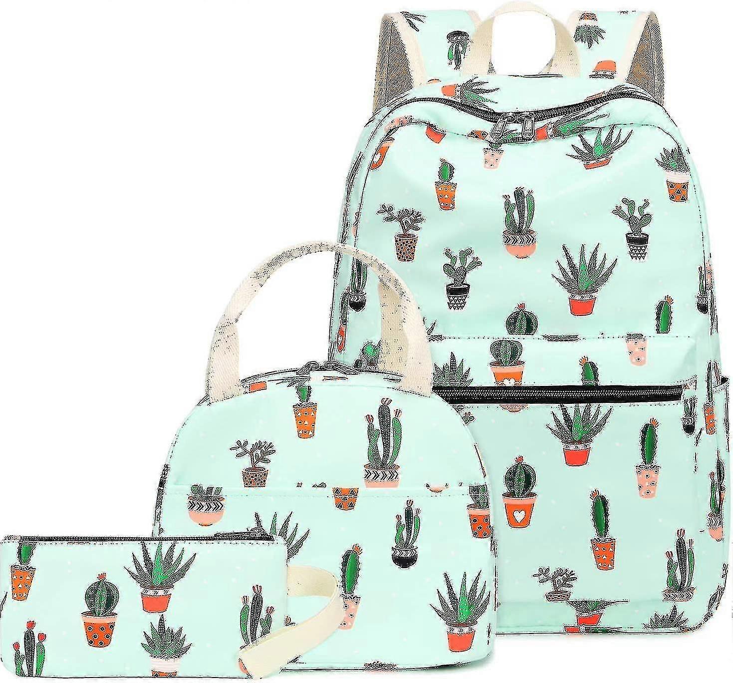 Teen Mdchen Rucksack Schultasche Set mit Lunchbox und Kind Und Kinder  Federmppchen (Kaktus Grn - 0042) | Fruugo DE