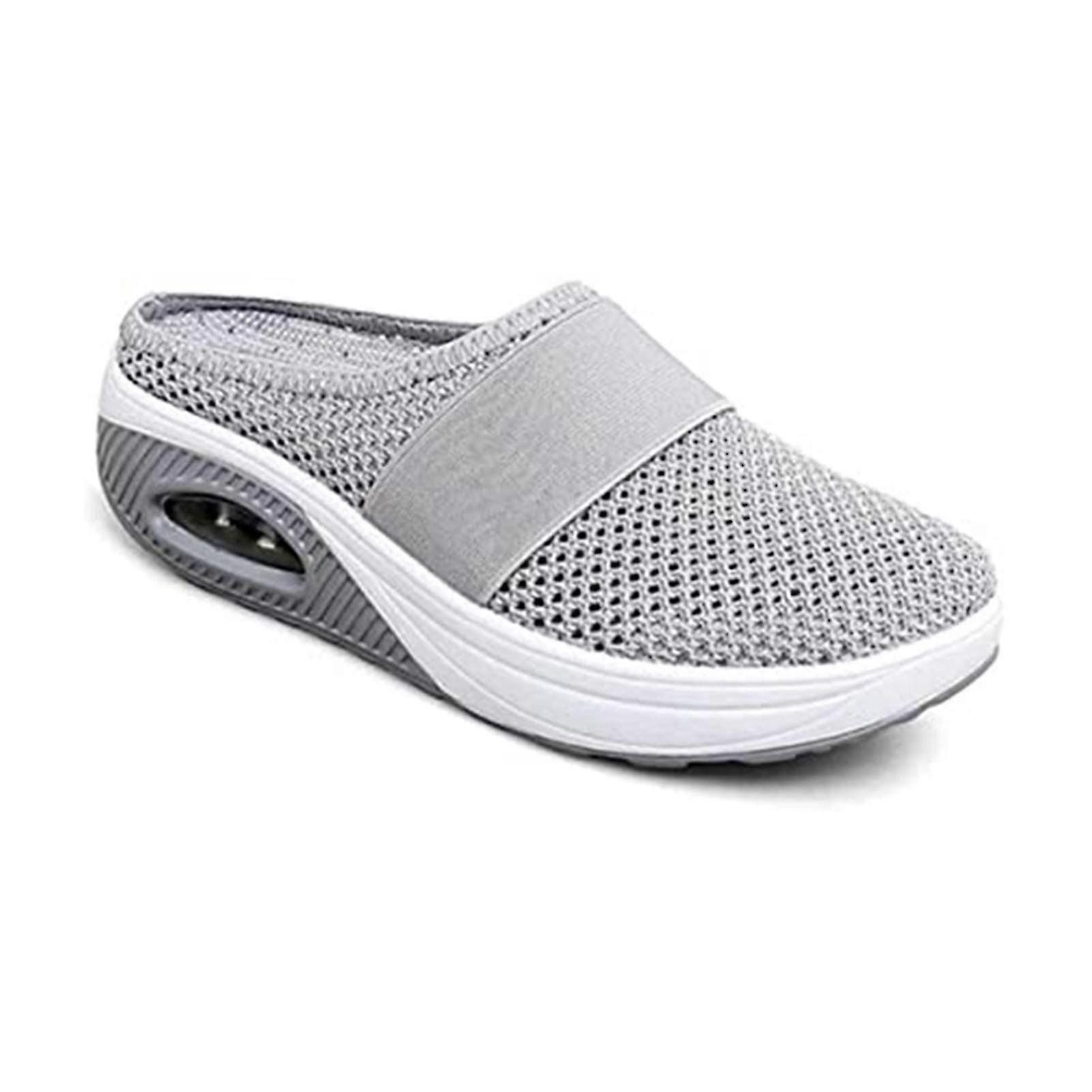 Women's Slip-on Walking Shoes With Air Cushion Shock-proof Mesh Upper Platform