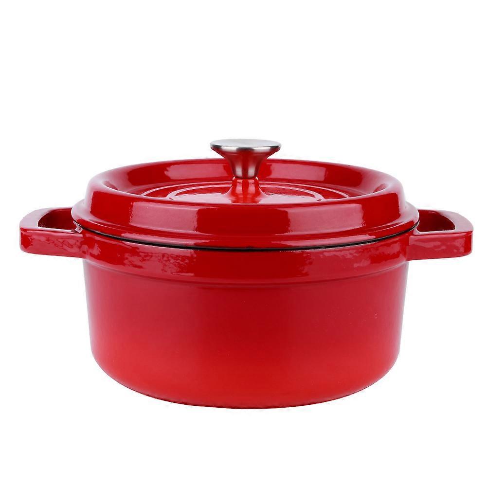 وعاء من الحديد الزهر مطلي بالمينا أحمر غير لاصق 22 24 سم بمقابض مزدوجة لموقد كهربائي يعمل بالغاز