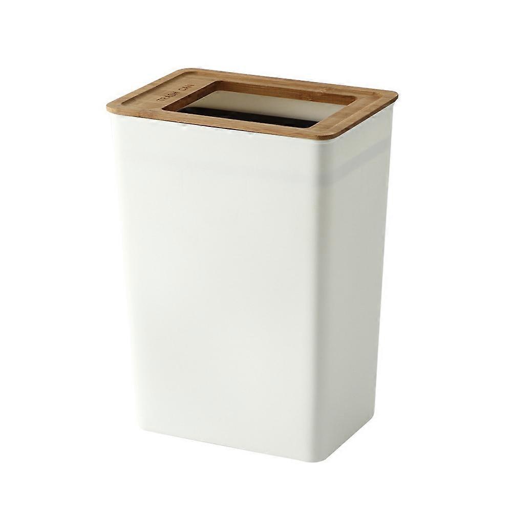MDesign Mülleimer Mit Deckel Aus Bambus - 5 Liter, Weiß, Für Küche, Bad, Büro, Platzsparend