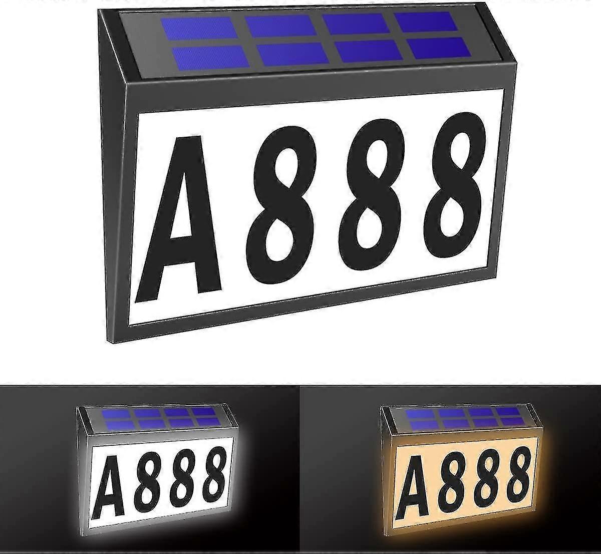 Solar House Numbers Light, Lighted House Numbers Sign Plaque Address Number,with Rechargeable Enviro