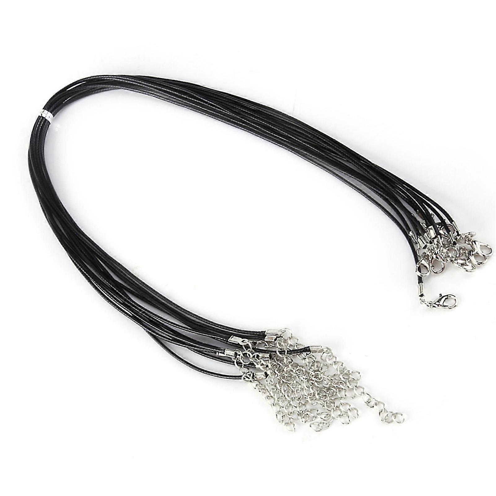 Black Adjustable Wax Rope Cord String for DIY Jewelry Making - Pack of 10