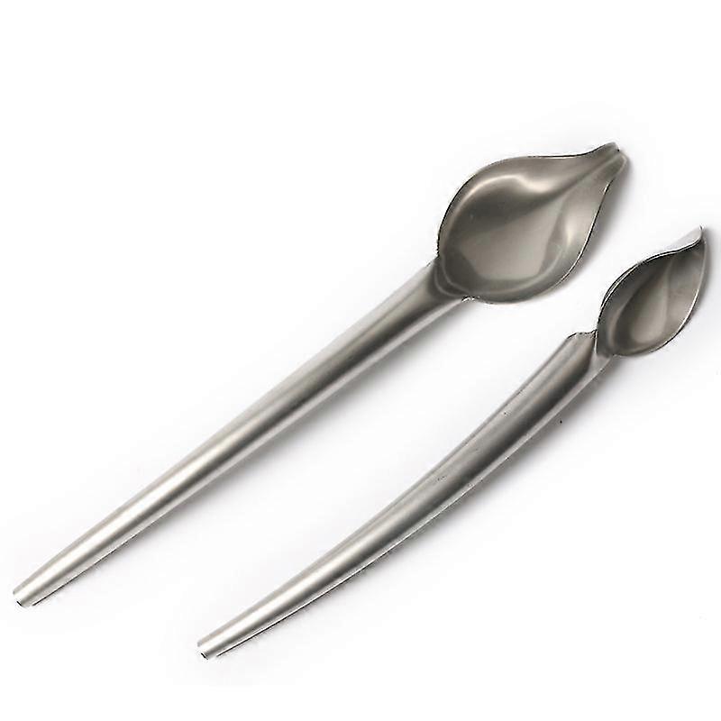 Kitchen Stainless Steel Pencil Shaped Spoons 2pcssilver