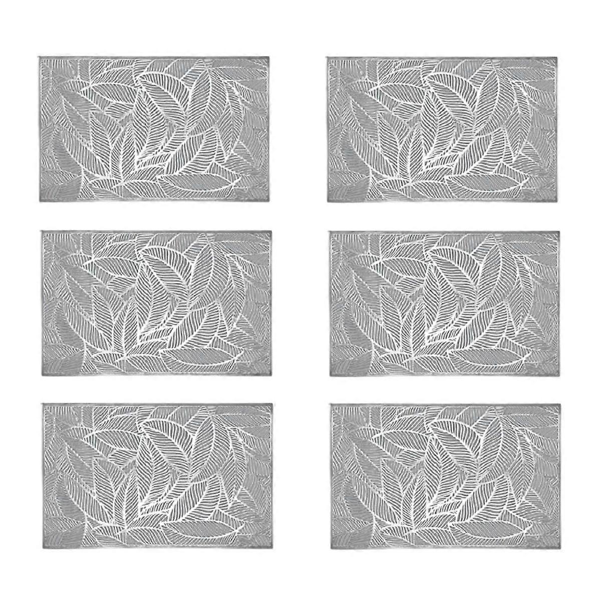 6Pc Rectangular Leaves Insulated Placemats High-End Hotel Dining Restaurant Table Mat Decoration Ho