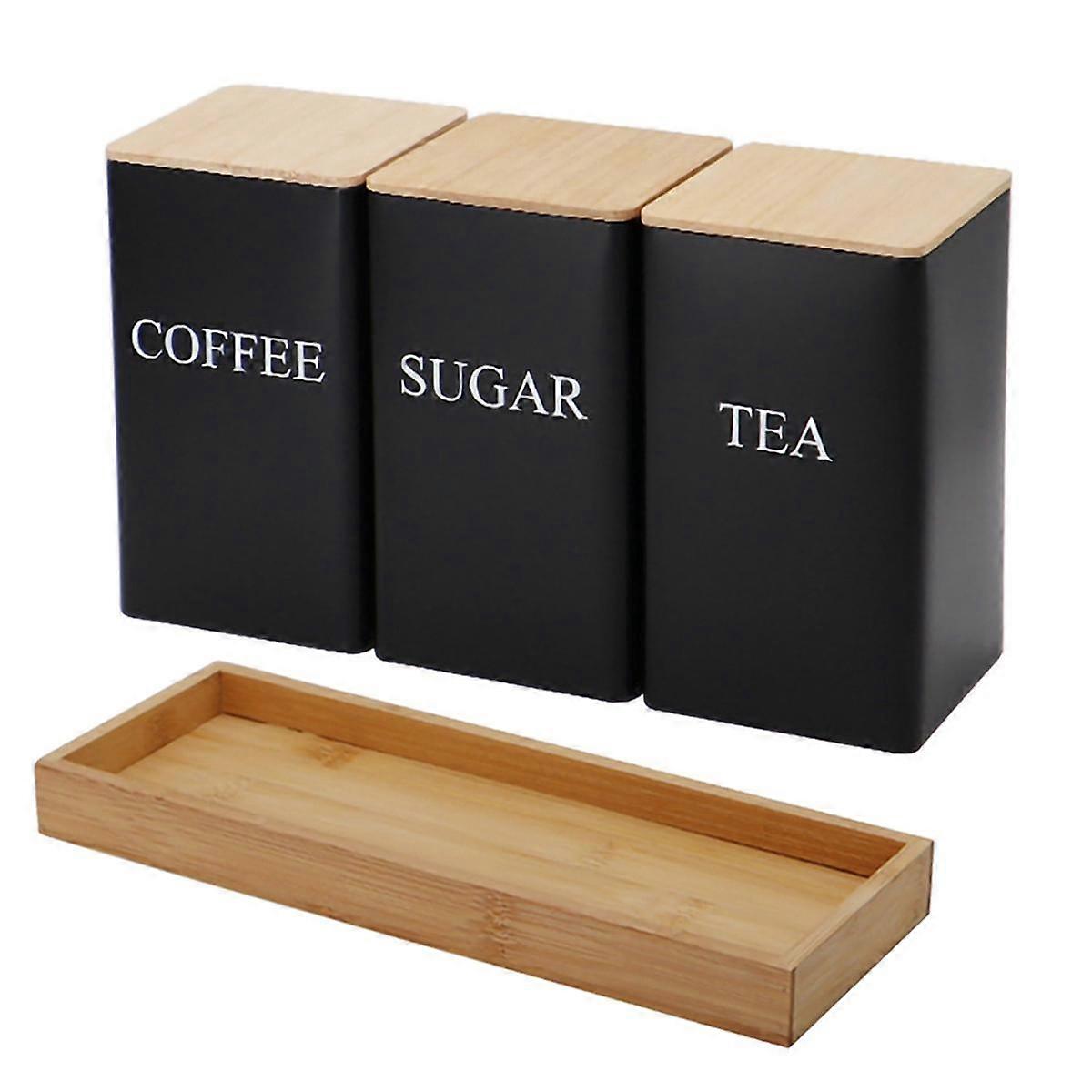 Kitchen Storage Box with Lid, Metal Tea Coffee Sugar Storage Jar, Countertop Food Container Box, Tea Jar Snack Jar A
