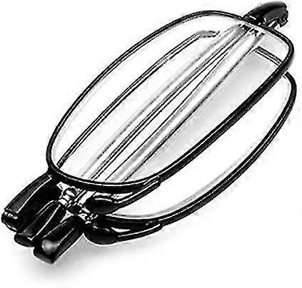 Compact Folding Reading Glasses Black With Flip Case Portable Rotation Eyeglass