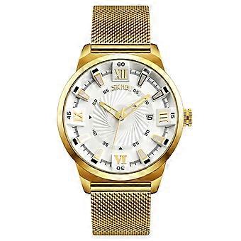SKMEI 9166 30m Montre-bracelet à quartz en métal étanche Or