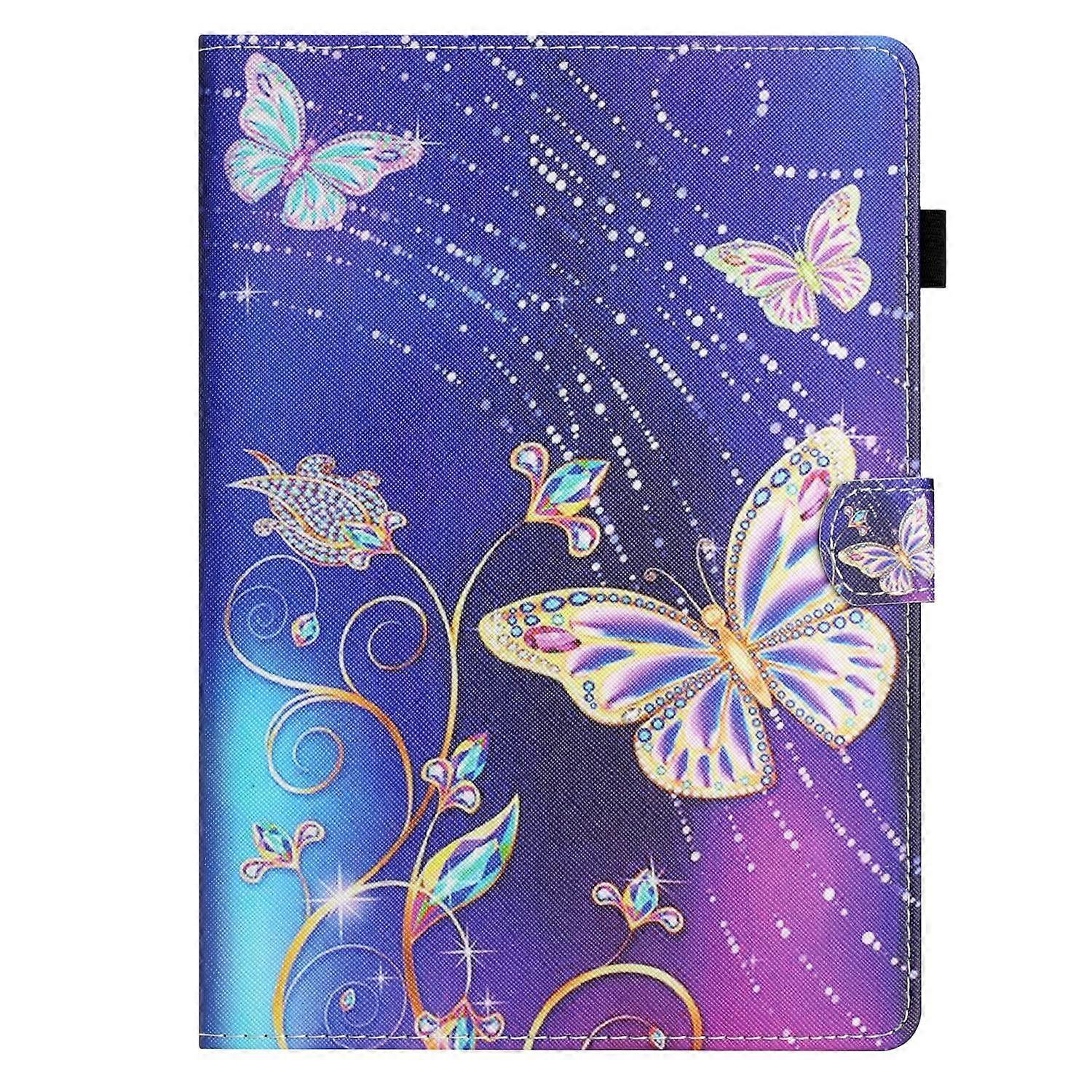Tablet Case For Lenovo Tab M10 Plus 3rd Gen Coloured Drawing Stitching Smart Leather Tablet Case(Butterfly)