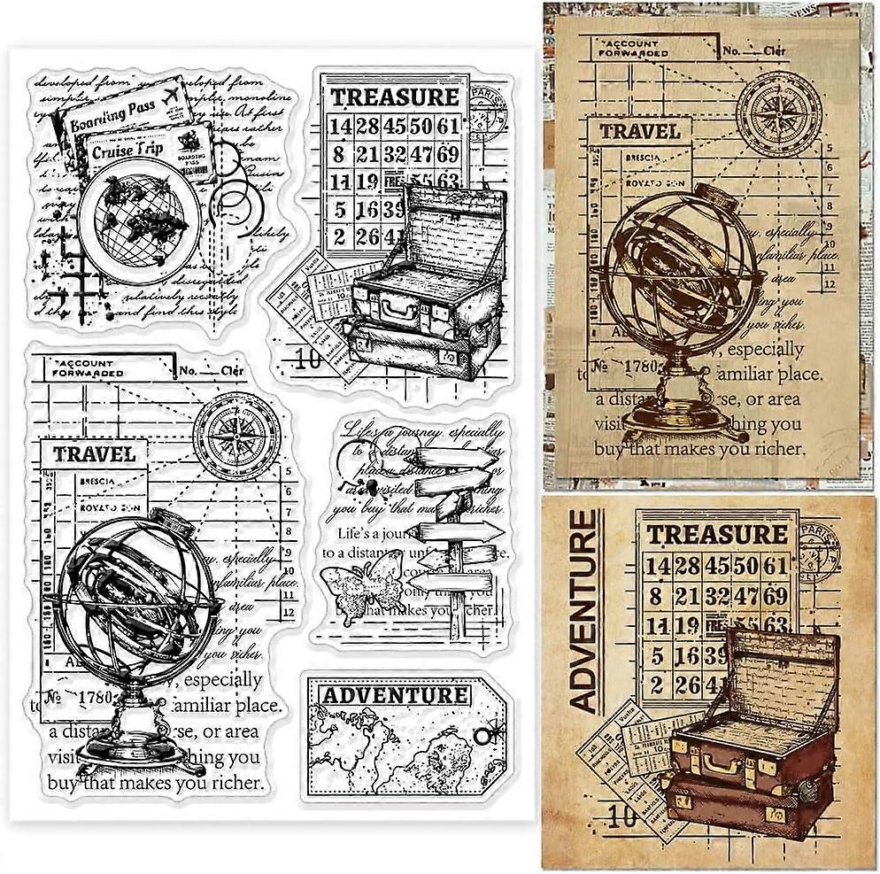 Travel Adventure Background Clear Stamps for Cards Making Schedule Background Clear Stamp Seals Transparent Stamps DIY