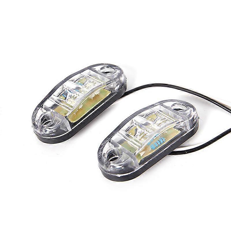 2Pcs 12V / 24V LED Side Marker Lights Car External Lights Warning Tail Light Auto Trailer Truck Lorry Lamps White color
