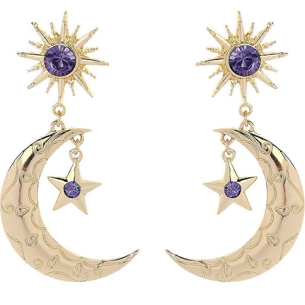 Ear Studs Star Moon Diamond Embeded Earrings for Ceremony