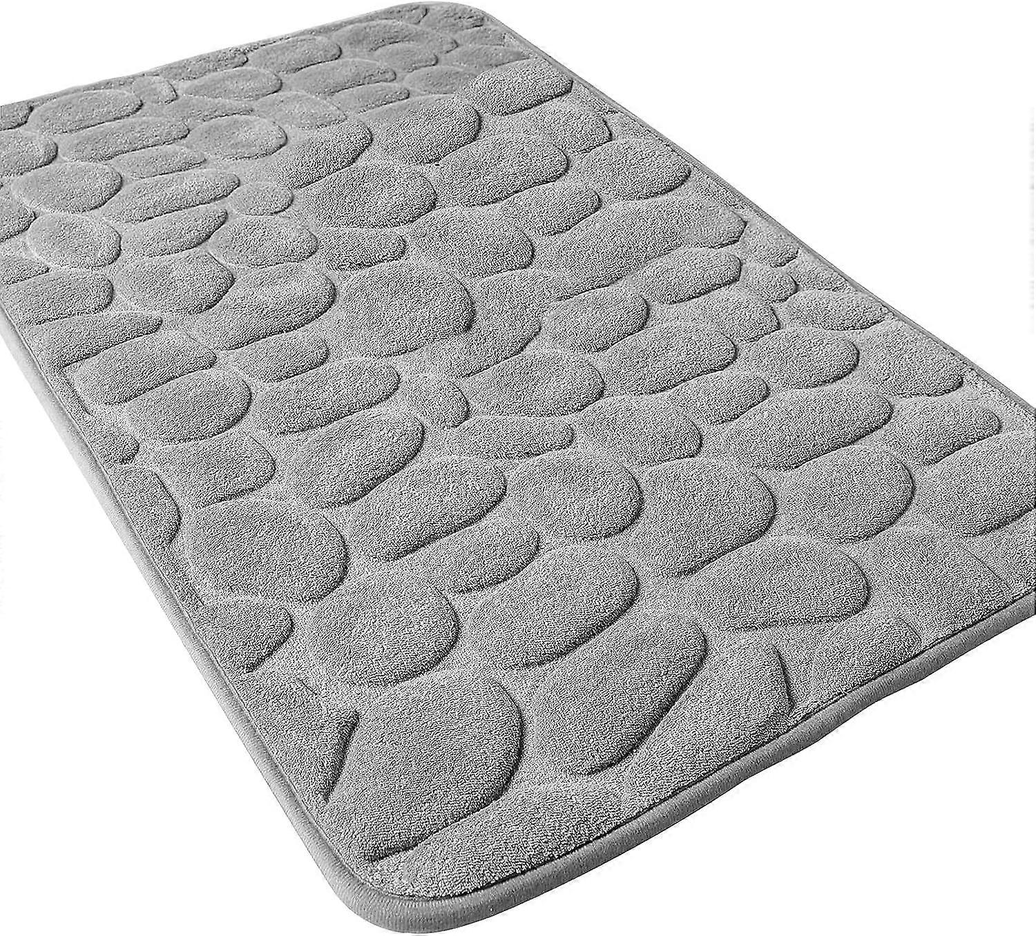 Non-Slip Memory Foam Bath Mat Rug, Absorbent Machine Washable Bathroom Mat, Shower Mat for Bathroom, 40 x 60cm, Gray