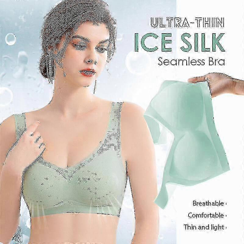 Ultra-thin Ice Silk Brathin Silk Seamless Bra Wireless Underwear With Removable Pad For Women V