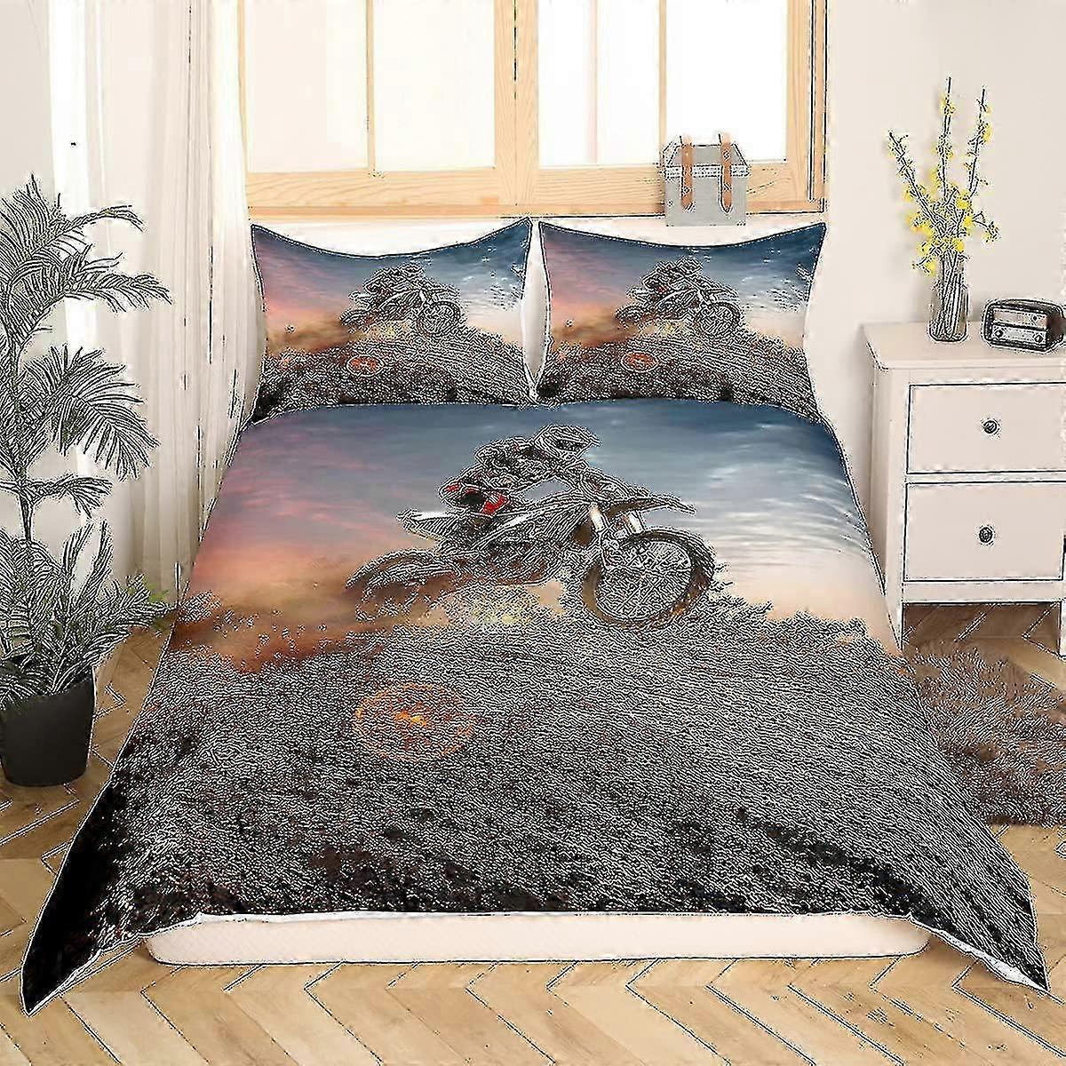 Motorcycle 3d Duvet Cover Set Moto Cross Bedding Set Comforter Cover Christmas Birthday Gifts