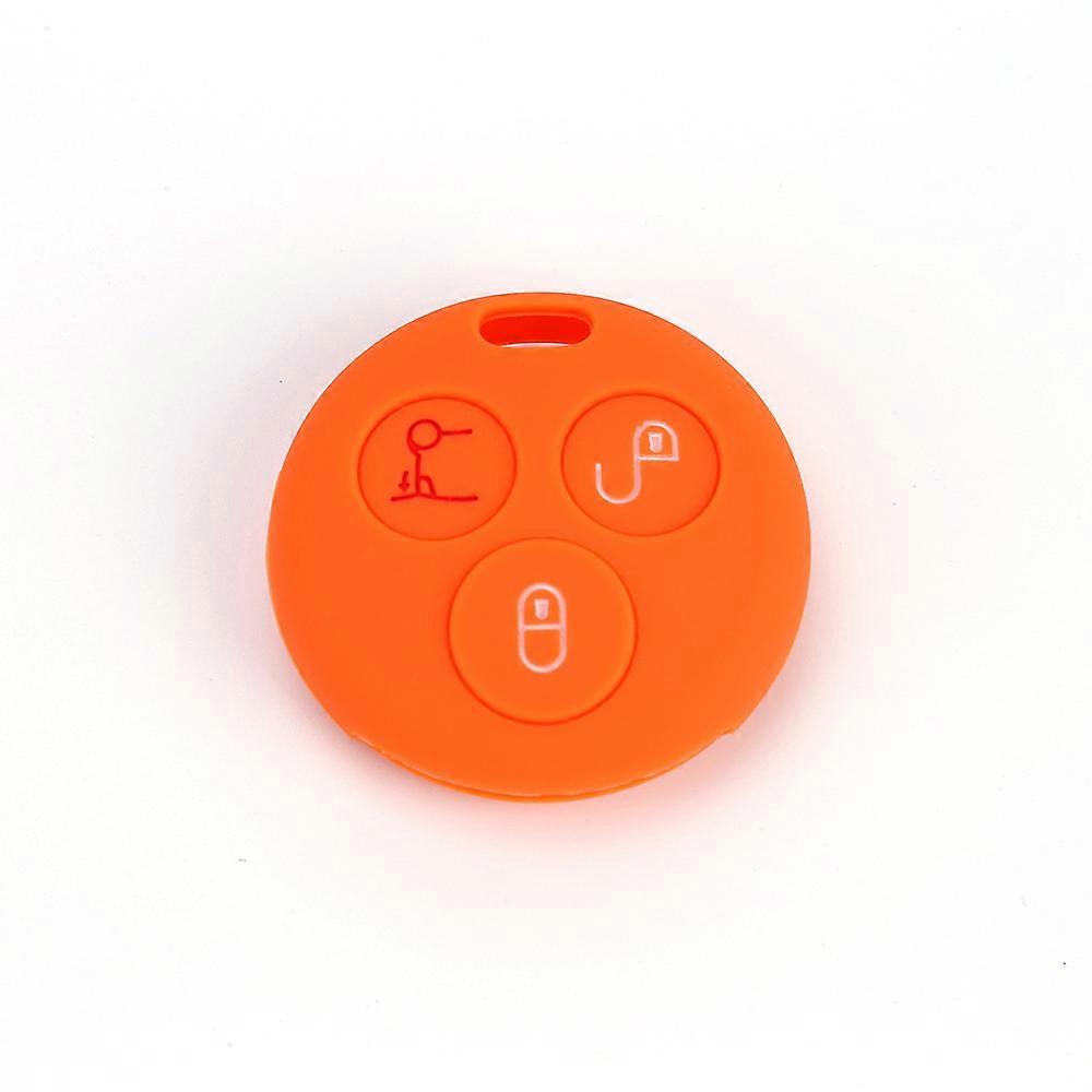 Key Ring Silicone Car Key Cover Case Shell for Mercedes Benz Smart City Fortwo Roadster 3 Button Car Key Fob orange