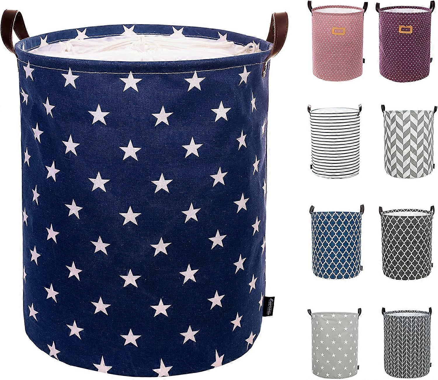 Laundry Hamper 45cm Thick Laundry Hamper, Large Waterproof Laundry Hamper with Drawstring Closure, Collapsible Laundry Hamper, Soft Leather Handles, E