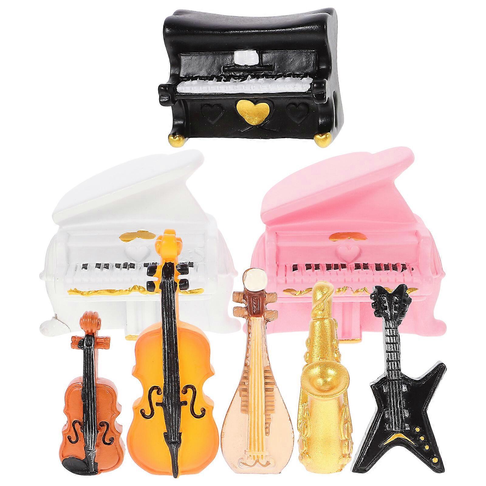 8件可爱的迷你玩具迷你房子配件装饰迷你房子微型乐器