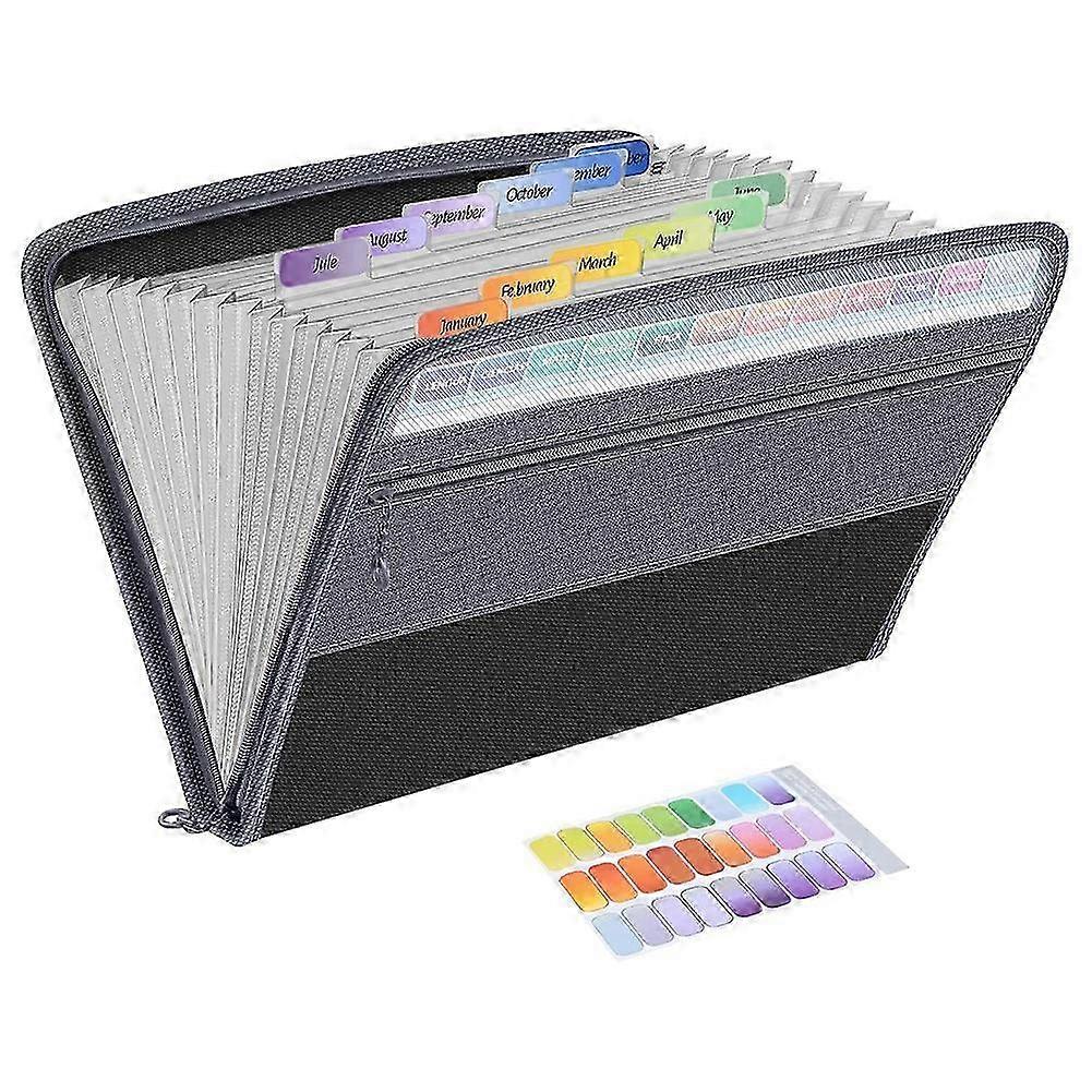 13 Pocket File Folder Storage Rack,file Box Storage Bag,with Zipper, Suitable For A4 Paper, Banknotes,document Receipt A