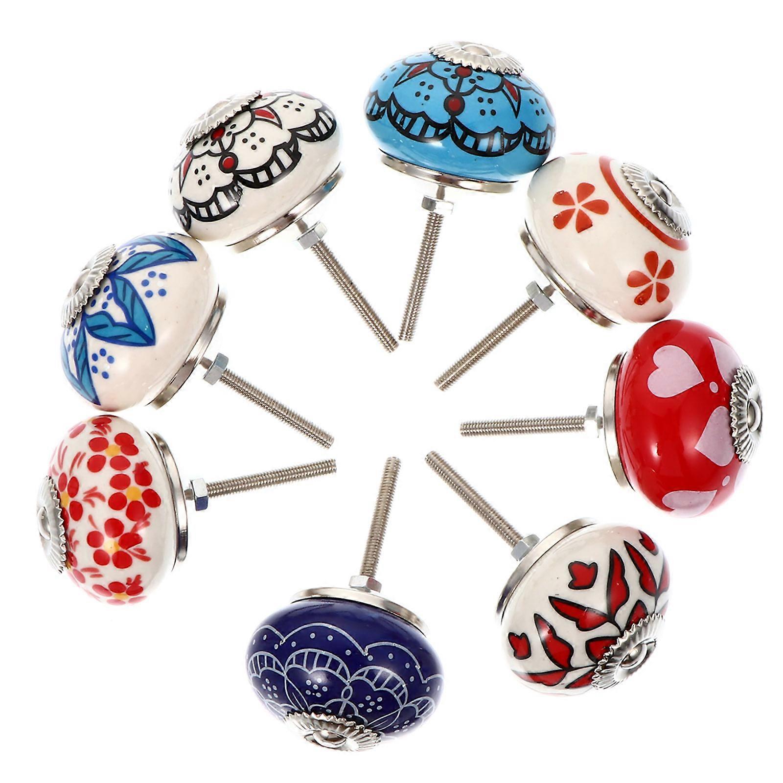 8Pcs Cabinet Knobs Ceramic Adorable Color Wardrobe Handles Drawer Pull Knobs