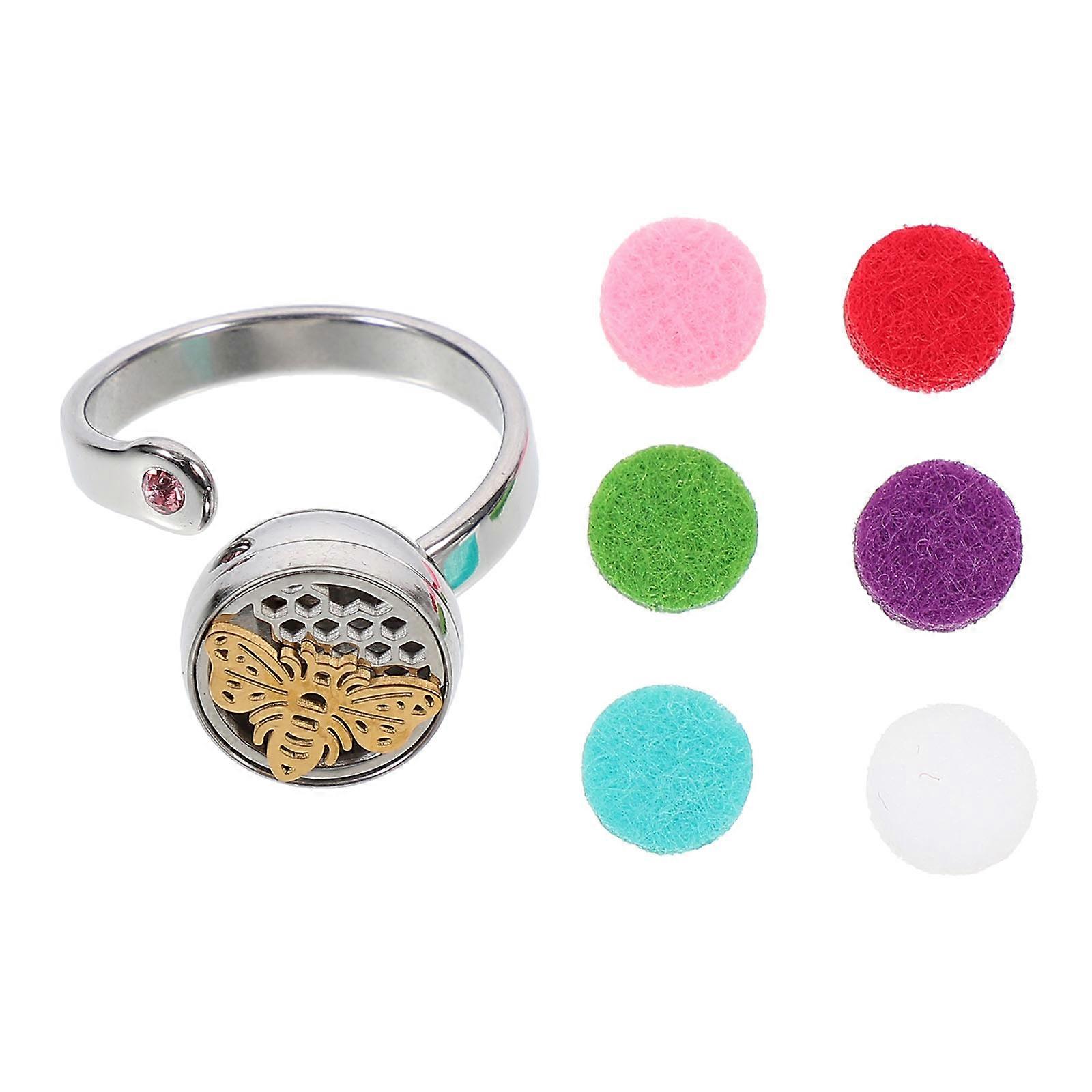 Stainless Steel Rings Women Essential Oil Diffuser Ring Diffuser Finger Ring Aromatherapy Diffuser Adjustable Open Ring