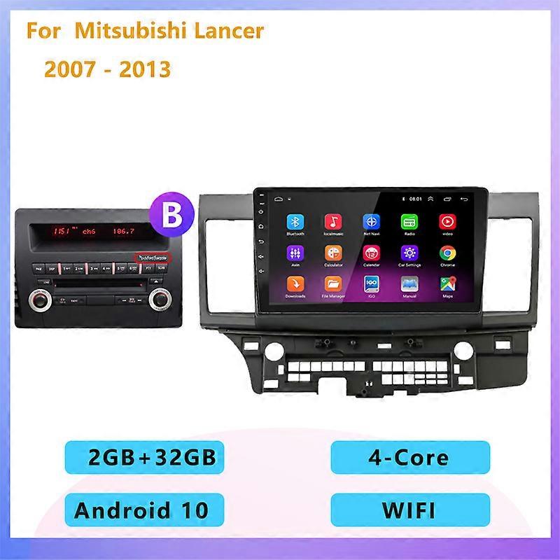 2GB+32GB 2 din Android 10 car radio multimedia stereo player carplay Auto GPS navigation for Mitsubishi Lancer 2 2007 2008 -2013