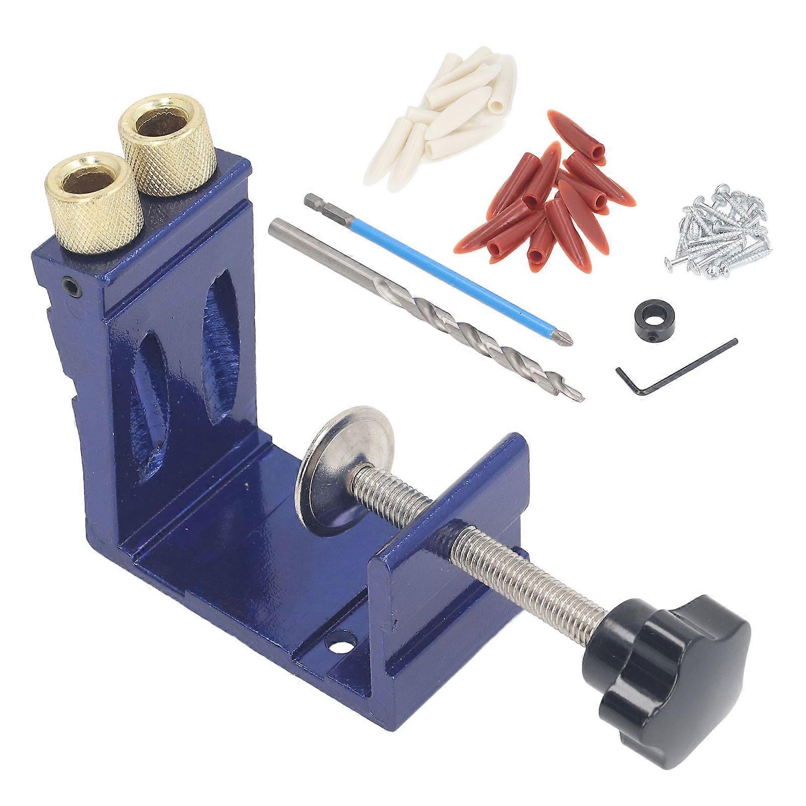 Pocket Hole Jig Kit Dowel System Set Woodwork Guides Joint Angle Tool Carpentry Locator Adjustable Woodworking Tools
