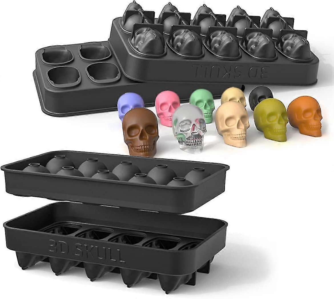 10 Cavity Silicone Ice Cube Mold 3d Skull Chocolate Molds Halloween Diy Soap Cake Candy Ice Cube Molds For Whiskey Cocktails Drinks Cooling
