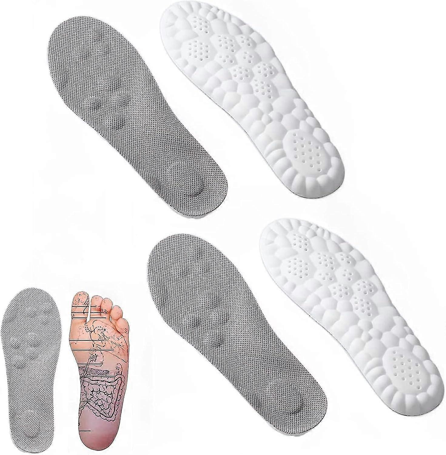 2 Paar Cloud 4d Einlegesohlen, Constant Temperature Comfort Starter U-Form Memory Foam Einlegesohlen, atmungsaktiv hochelastisch-11-grau