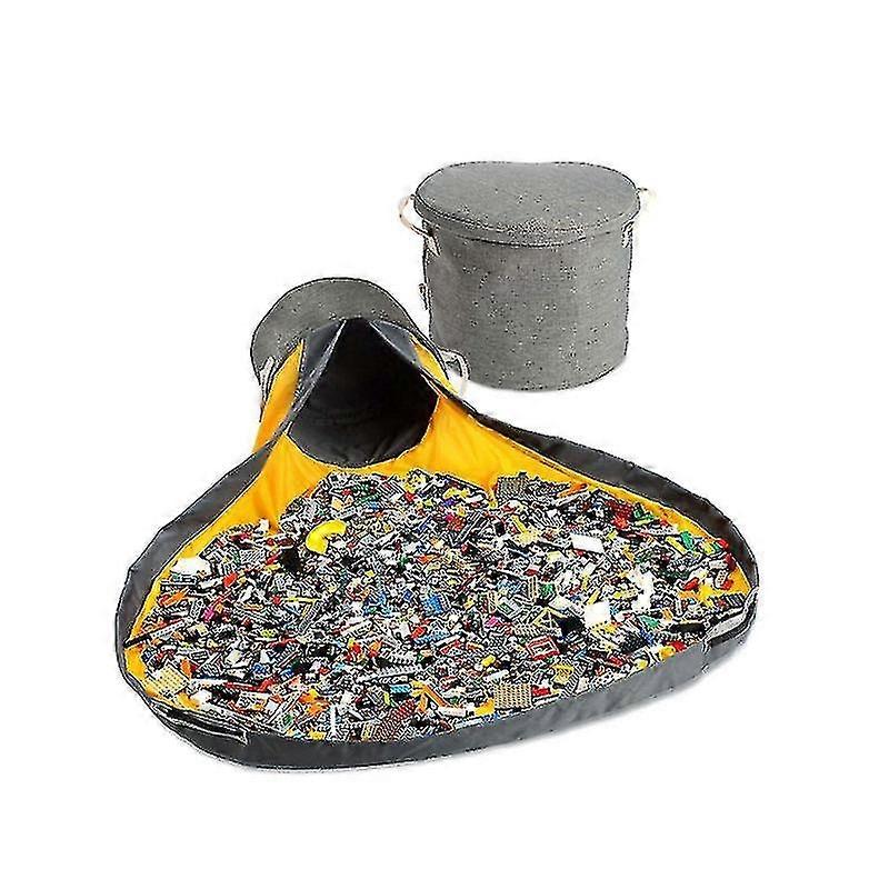 Kids Toy Portable Bucket Play Storage Drawstring Organizer Mat-eva Three-blue And White Single Layer