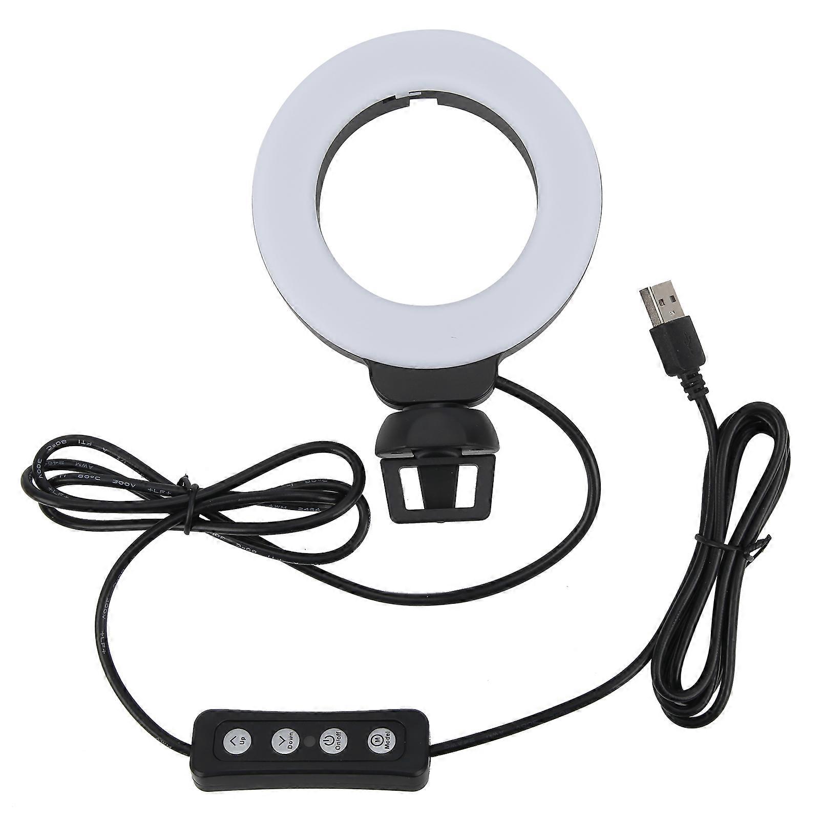 Mini anneau lumineux LED de 4 pouces, éclairage doux et esthétique avec clip pour appels vidéo, réunions en ligne et en direct