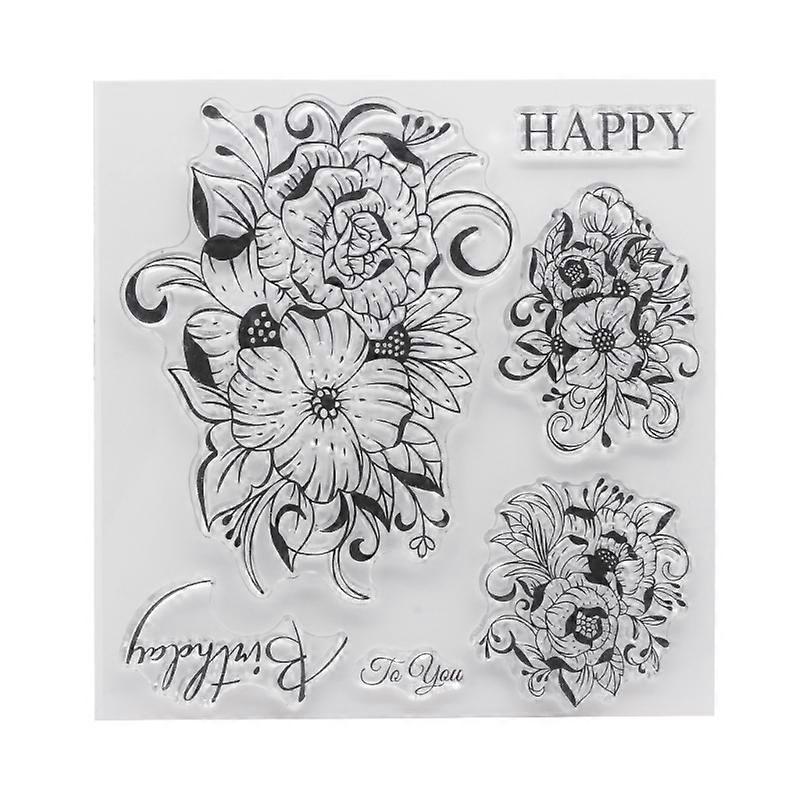 unbrand Fleur Groupe Silicone Sceau Transparent Timbre Bricolage Scrapbooking Gaufrage Photo Album D