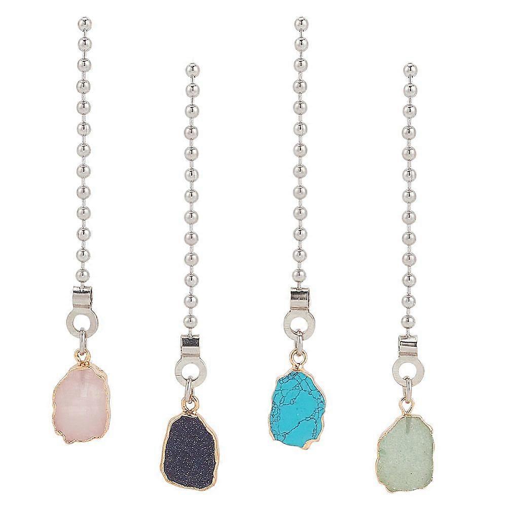 Gemstone Ceiling Fan Pull Chain Extenders with 304 Stainless Steel Ball Chains 337mm 4 style 1pc/style 4pcs/set