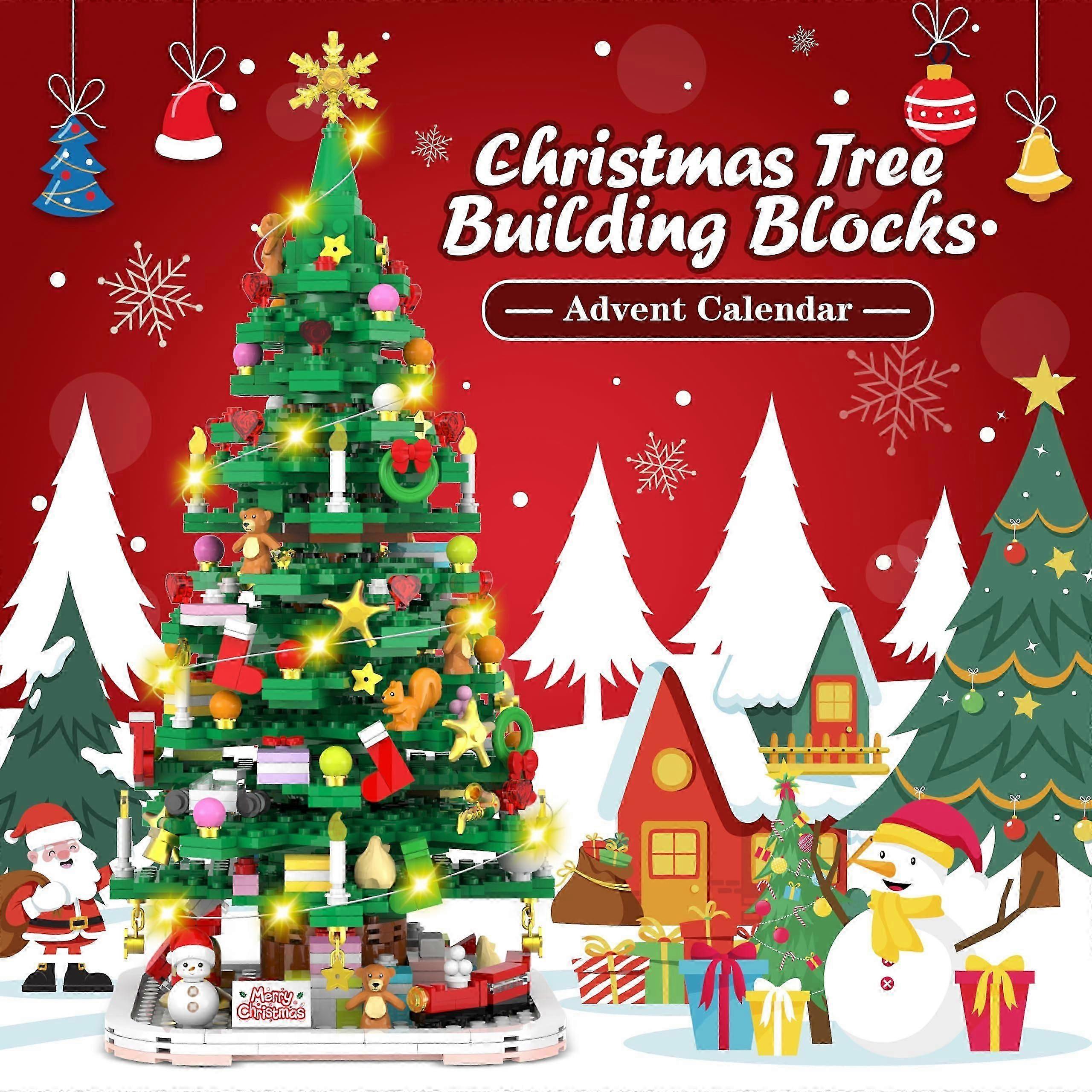 Calendario Dell'Avvento 2024 Con Mattoncini Da Costruzione - 24 Pezzi A Tema Natalizio Per Bambini - Regalo Di Natale Con Albero, Babbo Natale, Pupazzo Di Neve
