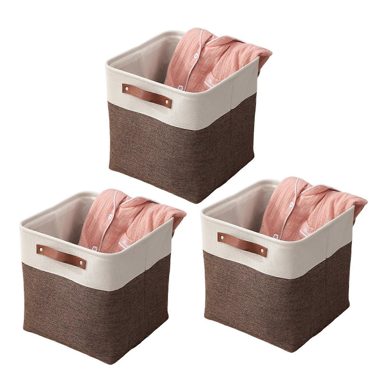 3Pcs Storage Baskets with Reinforced Handle Large Capacity Foldable Design Multipurpose Toys Clothes Storage Organizers